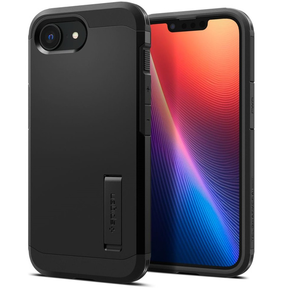 Spigen case for iPhone 16E, Tough Armor Mag MagSafe, black + 9H Tempered Glass