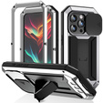 Case for iPhone 15 Pro Max, R-JUST CamShield Slide, armoured, silver / black