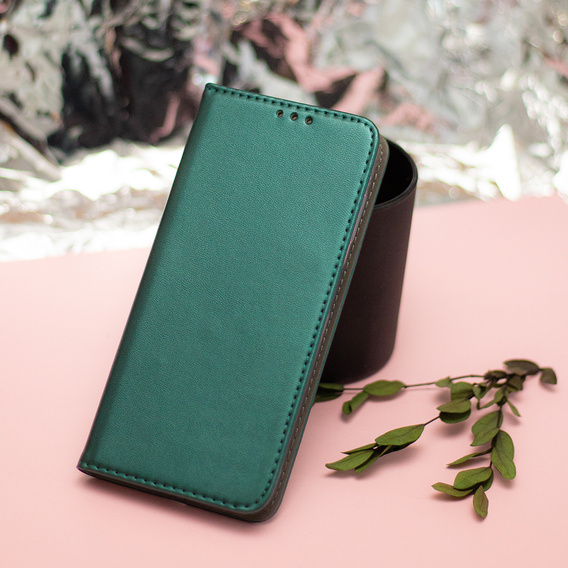 Flip case for Samsung Galaxy A54 5G, Smart Magnetic, dark green + 9H glass
