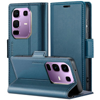 Case for Infinix Note 50 Pro, ERBORD Glossy Litchi, wallet with flap, blue