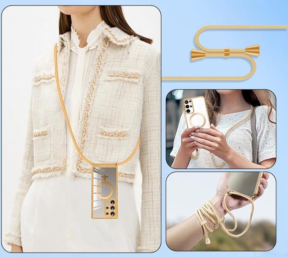 Case for Samsung Galaxy S25 Ultra, Electro MagSafe, gold + Lanyard