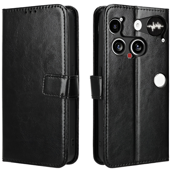 Flip case for Nothing Phone 3 5G, Crazy Horse Wallet, black