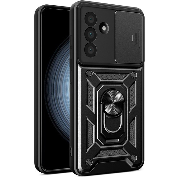 Armored Case for Samsung Galaxy A56, CamShield Slide, black + Tempered Glass 9H