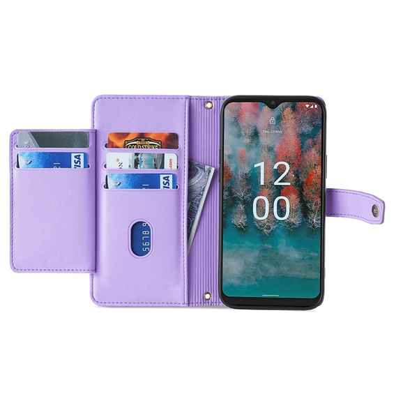 Flip case for Nokia G42, Wallet Zipper Pocket, purple