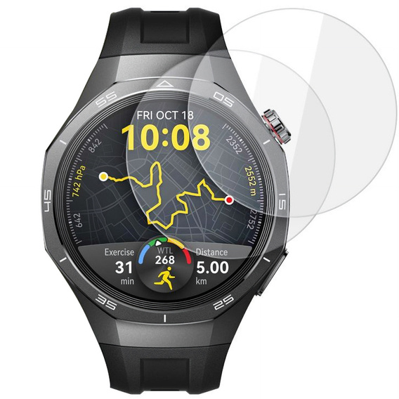 2x ERBORD Tempered Glass for Huawei Watch GT 5 Pro 46mm, with mounting frame
