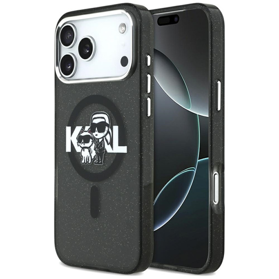 Karl Lagerfeld IML Glitter Karl & Choupette Sketch Logo MagSafe Case for iPhone 17 Pro Max