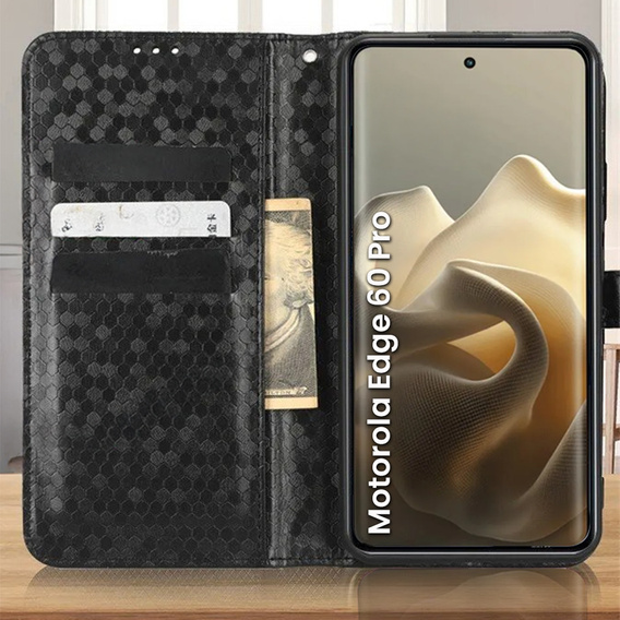 Flip case for Motorola Edge 60 Pro, Wallet Rhombus, black