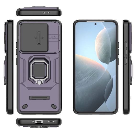 Case for Xiaomi Poco F6 Pro, KickStand Camera Lens, purple