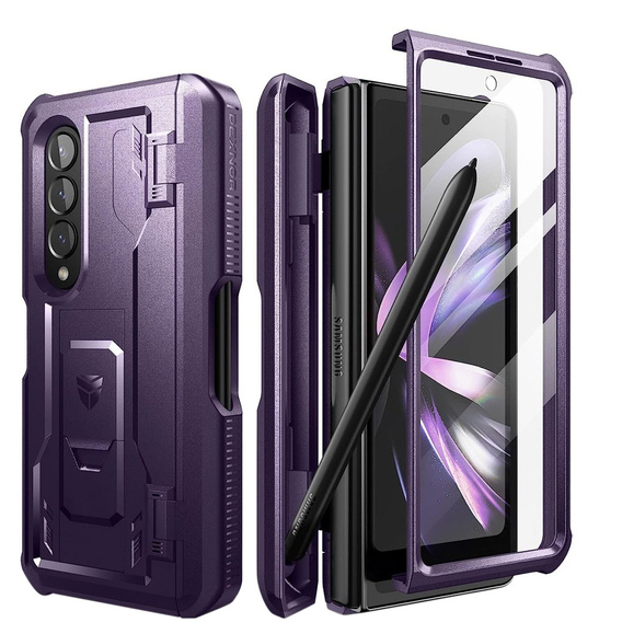 Armored case for Samsung Galaxy Z Fold 4 5G, Dexnor Full Body S-Pen Slot, purple