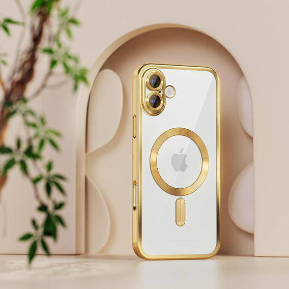 Case for iPhone 16, Electro MagSafe, gold + Screen Glass