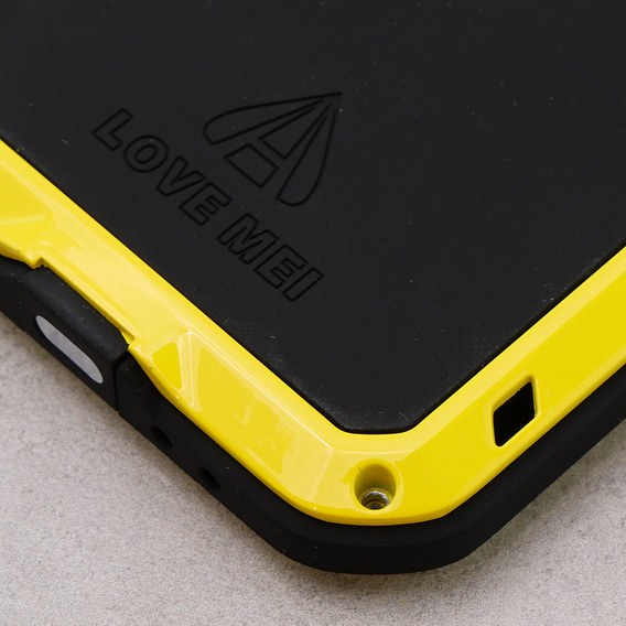 Love Mei Case for iPhone 12, armored with glass, yellow