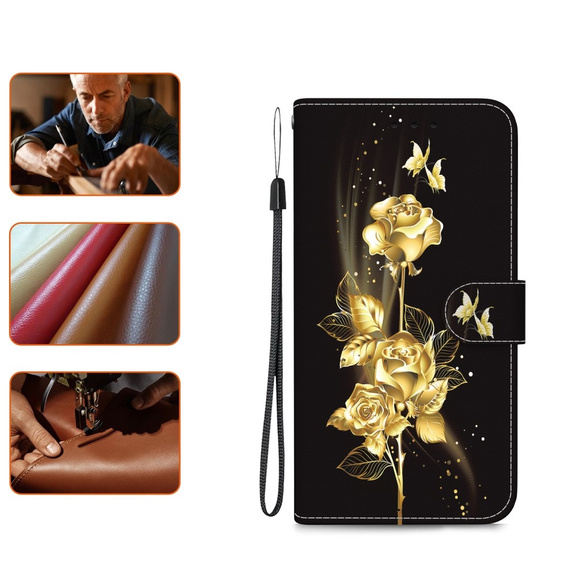 Flip case for Infinix Hot 40i, Wallet, Butterfly rose