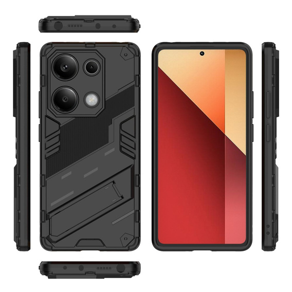 Case for Xiaomi Redmi Note 13 Pro 4G / Xiaomi Redmi Note 14S / Xiaomi Poco M6 Pro 4G, Military kickstand, black