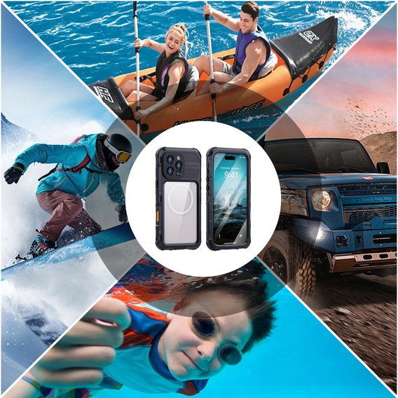 IP68 Waterproof Case for iPhone 16 Pro Max, SHELLBOX MagSafe, black