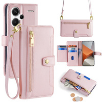 Flip case for Xiaomi Redmi Note 13 Pro+, Wallet Zipper Pocket, pink
