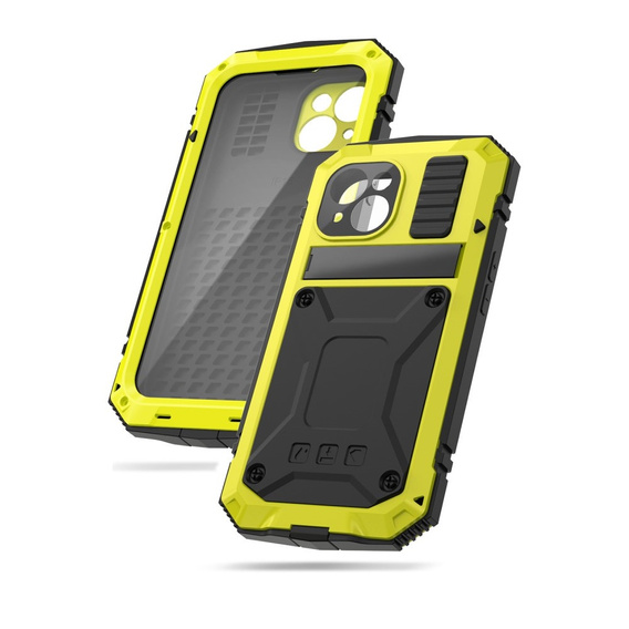 Case for iPhone 15, R-JUST, armoured, yellow / black