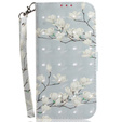 Flip case for Samsung Galaxy A14 4G/5G, Wallet, flowers magnolia, white
