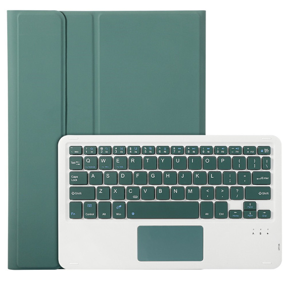Case + keyboard Samsung Galaxy Tab A9+, Leather Pen Slot TouchPad, dark green