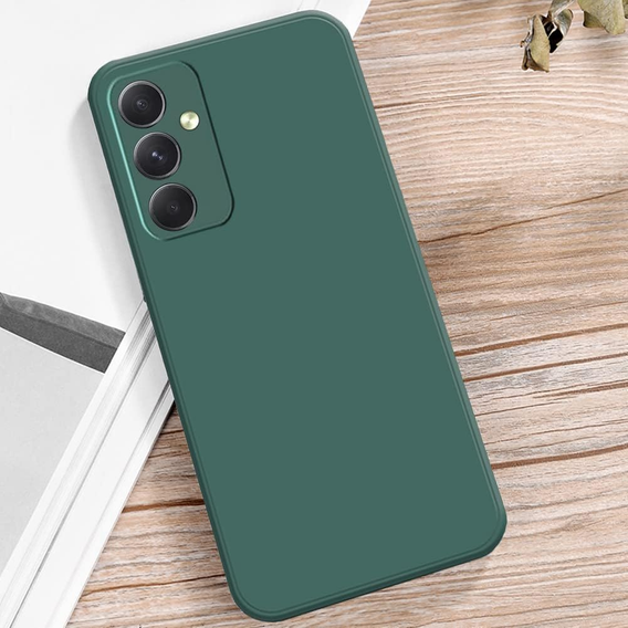 Case for Samsung Galaxy A15, Silicone Lite, dark green + 9H glass