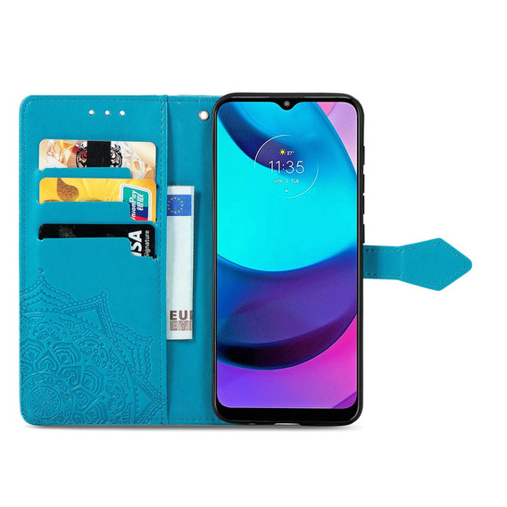Flip case for Motorola Moto E20/E30/E40, Mandala, blue