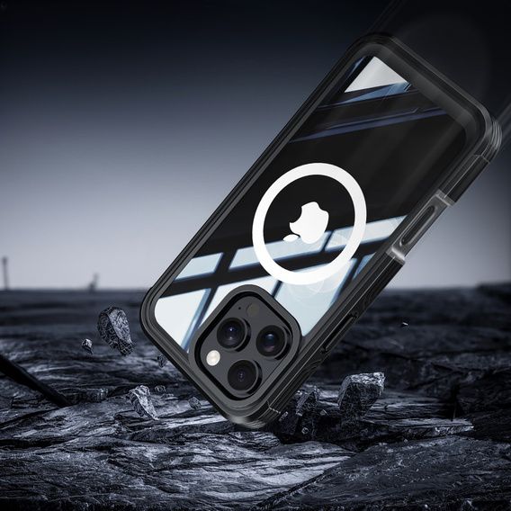 Case for iPhone 16 Pro, Shockproof, with glass, for MagSafe, black