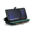 Case CASEME for Samsung Galaxy S24 FE, RFID Leather Wallet, with shoulder strap, green