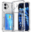 Case for iPhone 16 Plus, Card Holder Kickstand, transparent