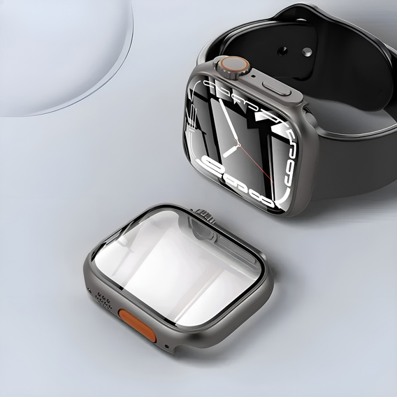 Electroplated TPU Full Coverage Case for Apple Watch 7 / 8 41MM, Black/Red