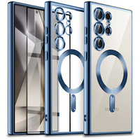 Case for Samsung Galaxy S24 Ultra, Electro MagSafe, blue + Full Glue Ceramic Glass