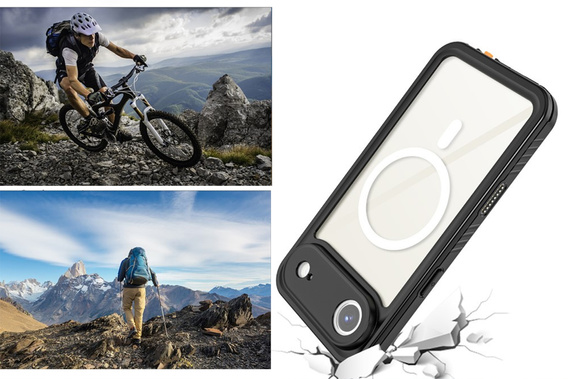 Redpepper case for iPhone Air, IP68 waterproof, for MagSafe, transparent with black sides