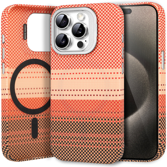 Case for iPhone 15 Pro, Frame Kickstand, for MagSafe, Sunset Orange