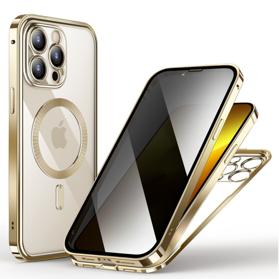 Case for iPhone 13 Pro, Privacy Dual Glass, for MagSafe, gold