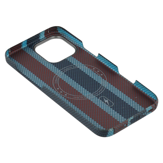 Case for iPhone 16 Pro Max, Aramid Fiber Slim Case, for MagSafe, blue / red
