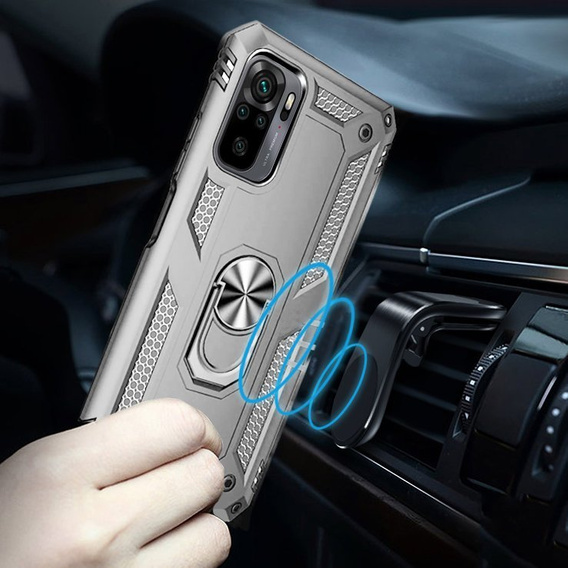 Armor Case for Xiaomi Redmi Note 10/10S, Nox Case Ring, silver