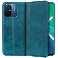 Case for Xiaomi Redmi 12C, Wallet Litchi Leather, green