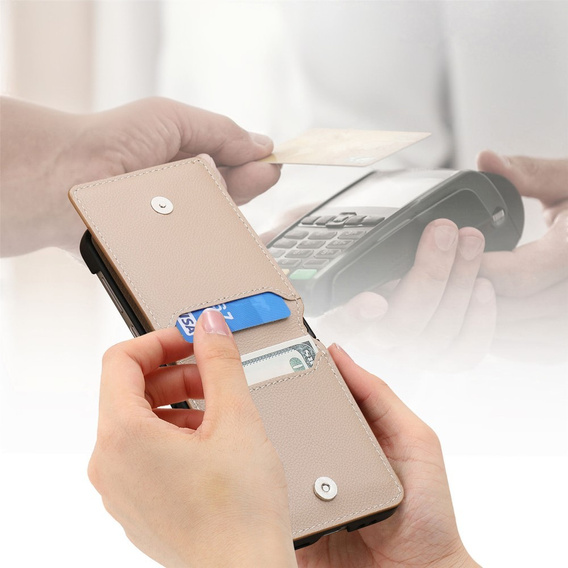 Case for Samsung Galaxy Z Flip7 FE / Z Flip6, Card Slot Ring Case, beige