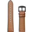 22mm Genuine Leather Coated Silicone Watch Band - Brown