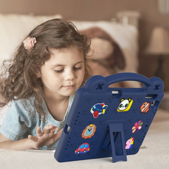 Children's case for iPad 9.7" 2018/2017 (6/5 gen.) / Pro 9.7" 2016, Cute Patterns, with stand, dark blue