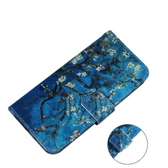 Flip case for Oppo A17, Wallet flowers, blue