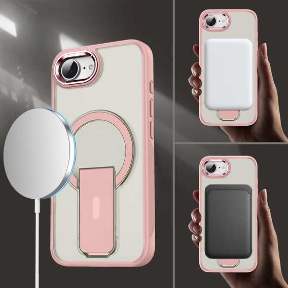 Case for Iphone 16E, Kickstand Matt Case, for MagSafe, pink