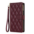 Flip case for Samsung Galaxy S25 Edge, Rhombus Crossbody Leather, maroon