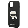Karl Lagerfeld Case for iPhone 14 Plus, Saffiano Karl's Head Patch, black