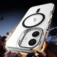 Case for iPhone 17, for MagSafe, with stand, transparent with black inserts