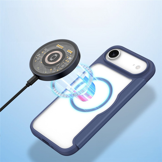 Dux Ducis case for iPhone Air, Skin X Pro, with flap, for MagSafe, navy blue