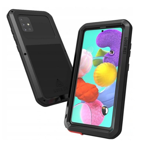 Love Mei Case for Samsung Galaxy A51, armored with glass, black
