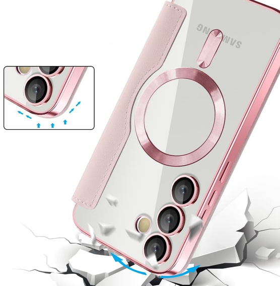 Flip case for Samsung Galaxy S25 FE, RFID Wallet MagSafe CamShield, pink