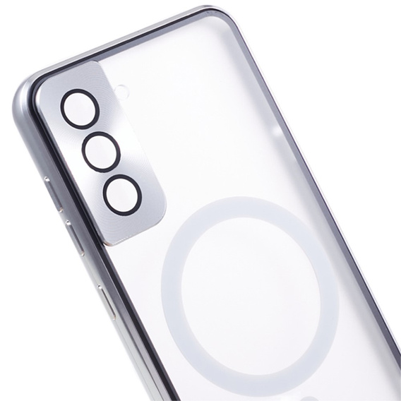 Magnetic Dual Glass MagSafe case for Samsung Galaxy S22, silver