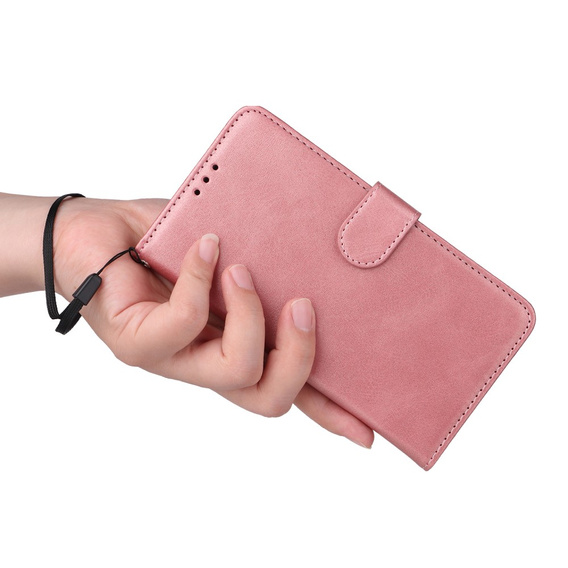 Flip case for Realme C67, Leather Wallet, pink rose gold