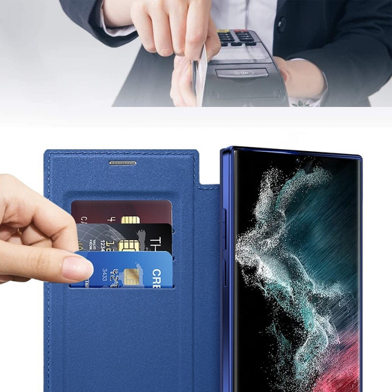 Flip case for Samsung Galaxy S22 Ultra 5G, RFID Wallet MagSafe CamShield, dark blue