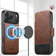 2-in-1 flip case for iPhone 17 Pro Max, SUTENI, for MagSafe, brown